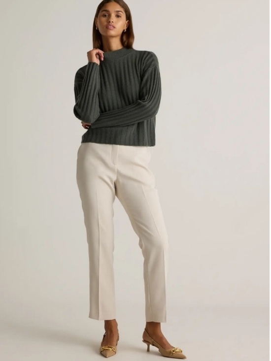 Quince Pants - Quince Stretch Crepe Ankle Pants in Sand